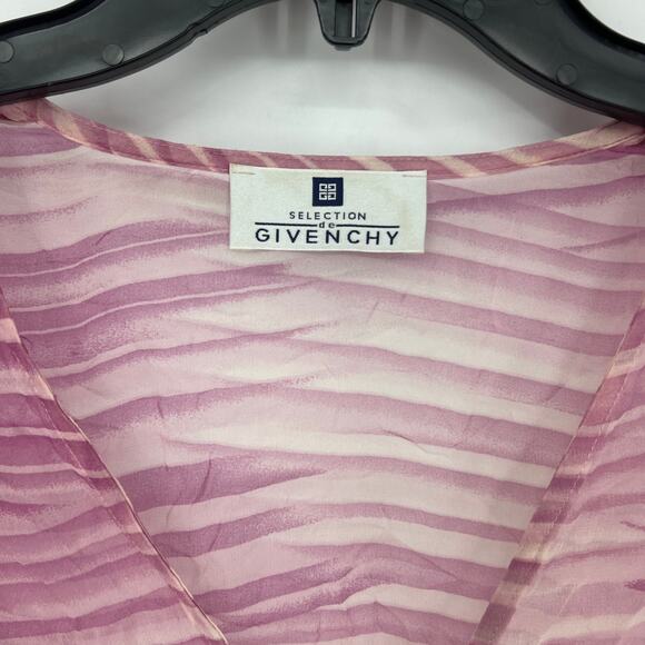 VTG Givenchy Pink Full Sheer Half Button Silk Tunic Top Cover Up Plus Size 14W - Picture 2 of 9